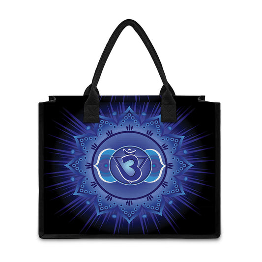 Ajna Chakra Mandala Print Canvas Tote Bag