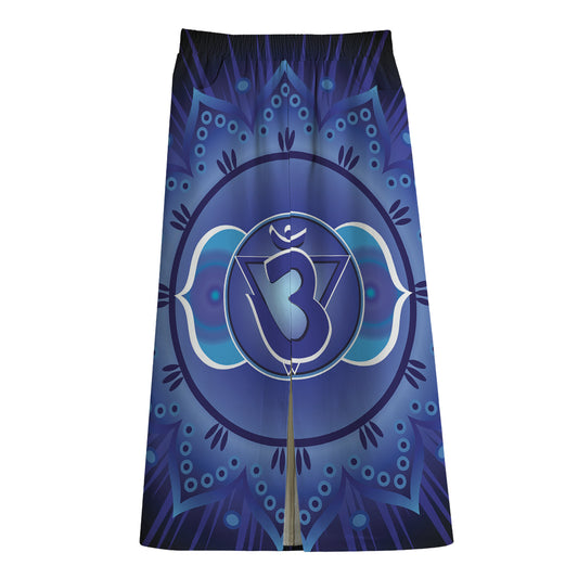Ajna Chakra Mandala Print Cotton Front Slit Maxi Skirt