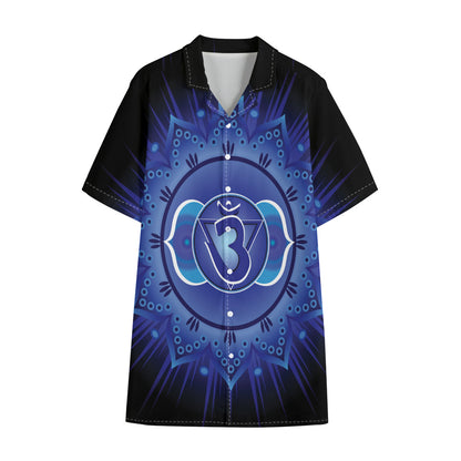 Ajna Chakra Mandala Print Cotton Hawaiian Shirt
