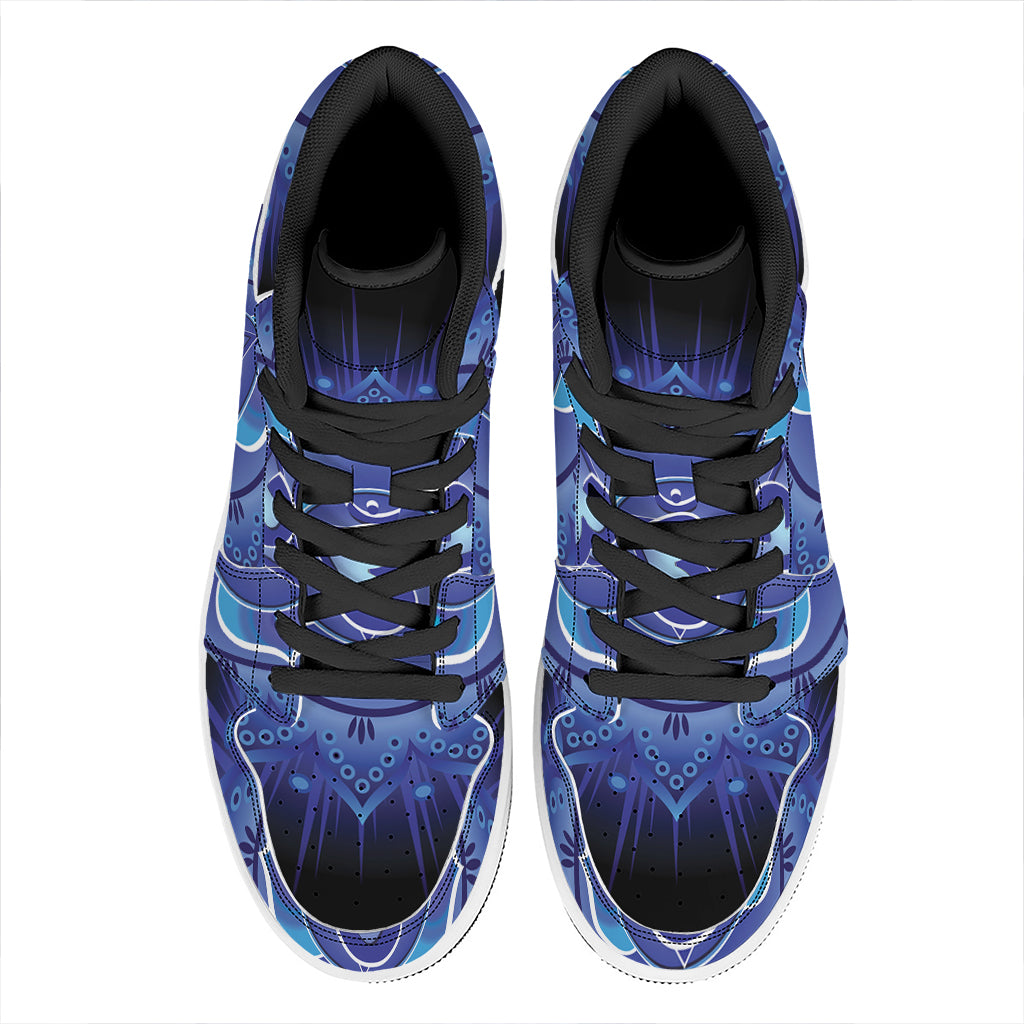Ajna Chakra Mandala Print High Top Leather Sneakers
