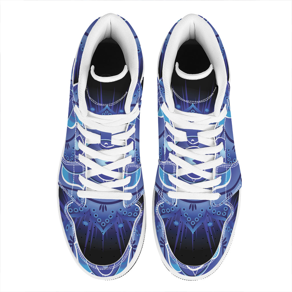 Ajna Chakra Mandala Print High Top Leather Sneakers