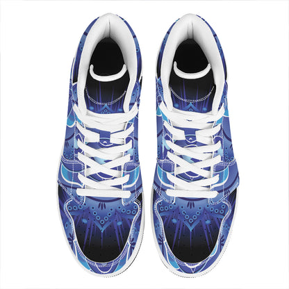 Ajna Chakra Mandala Print High Top Leather Sneakers