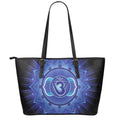 Ajna Chakra Mandala Print Leather Tote Bag With Zipper