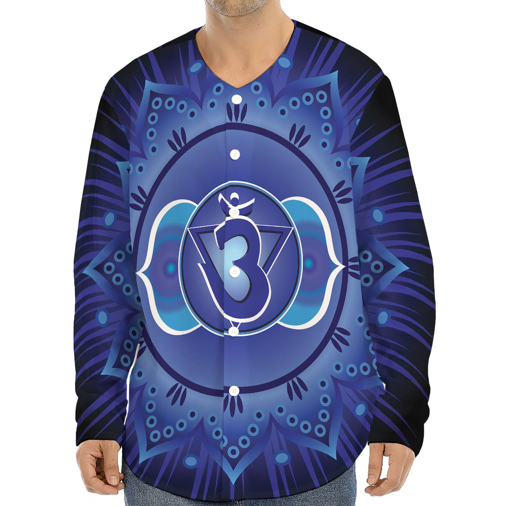 Ajna Chakra Mandala Print Long Sleeve Baseball Jersey