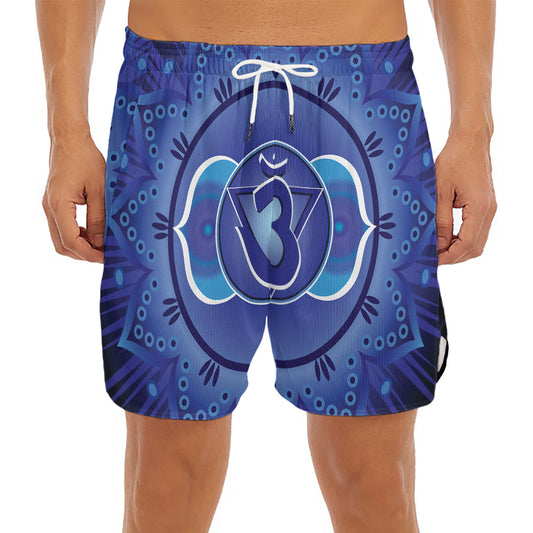 Ajna Chakra Mandala Print Men's Split Running Shorts