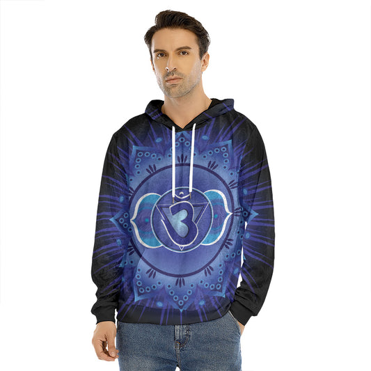 Ajna Chakra Mandala Print Men's Velvet Pullover Hoodie