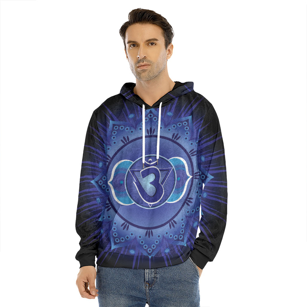 Ajna Chakra Mandala Print Men's Velvet Pullover Hoodie