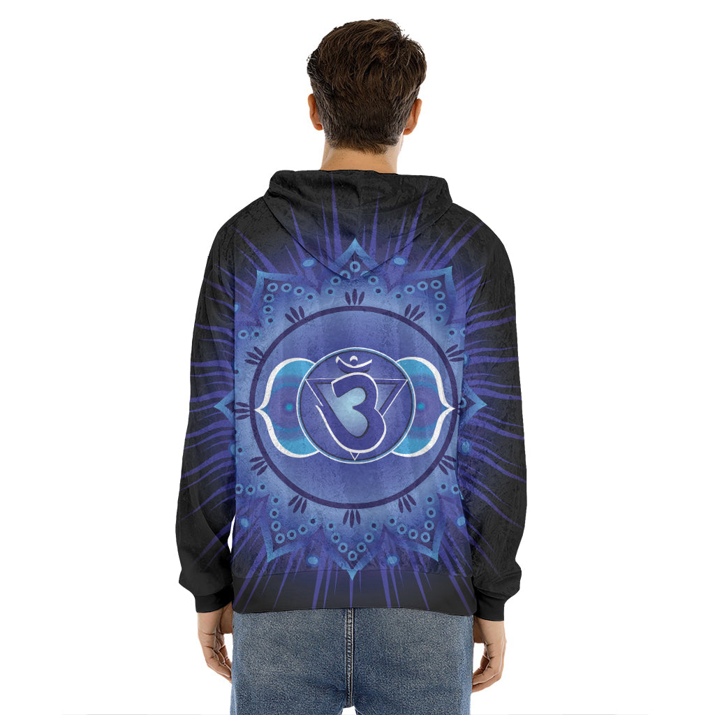 Ajna Chakra Mandala Print Men's Velvet Pullover Hoodie