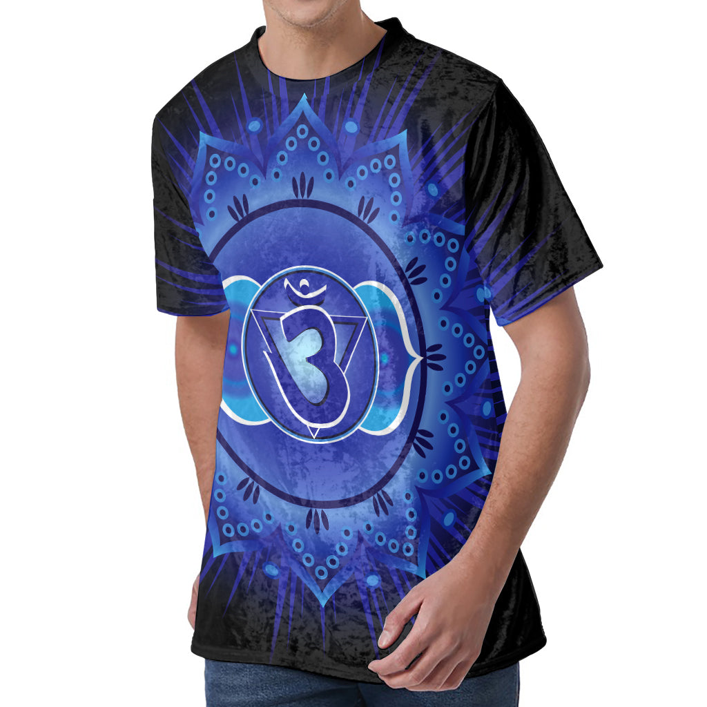 Ajna Chakra Mandala Print Men's Velvet T-Shirt