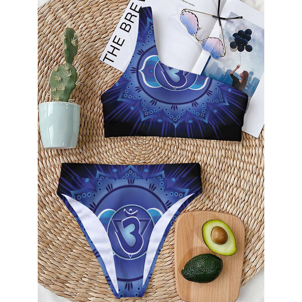 Ajna Chakra Mandala Print One Shoulder Bikini Top