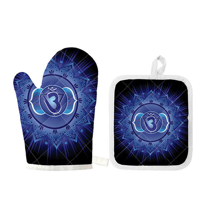 Ajna Chakra Mandala Print Oven Mitt And Pot Holder Set