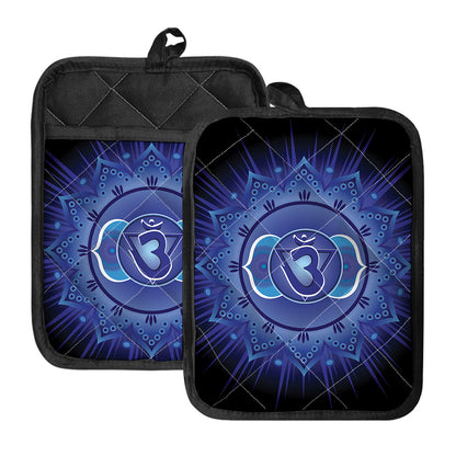 Ajna Chakra Mandala Print Pot Holders With Pocket