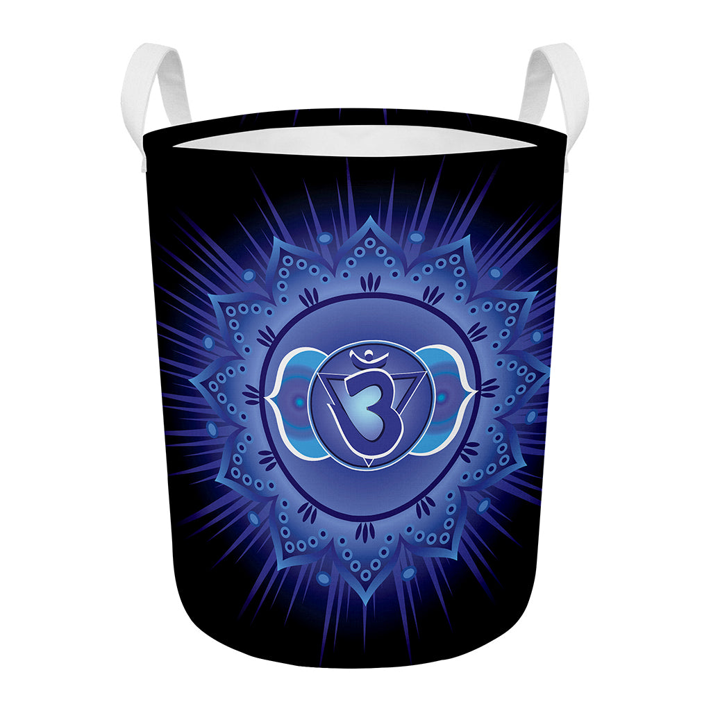 Ajna Chakra Mandala Print Round Laundry Basket