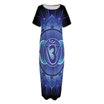 Ajna Chakra Mandala Print Short Sleeve Long Nightdress