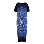 Ajna Chakra Mandala Print Short Sleeve Long Nightdress
