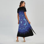Ajna Chakra Mandala Print Short Sleeve Maxi Dress