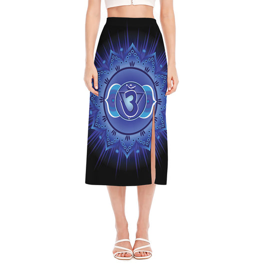 Ajna Chakra Mandala Print Side Slit Midi Skirt