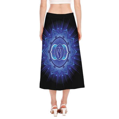 Ajna Chakra Mandala Print Side Slit Midi Skirt