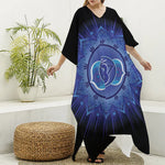 Ajna Chakra Mandala Print Silk V-Neck Kaftan Dress