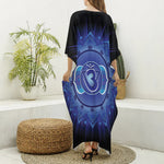 Ajna Chakra Mandala Print Silk V-Neck Kaftan Dress
