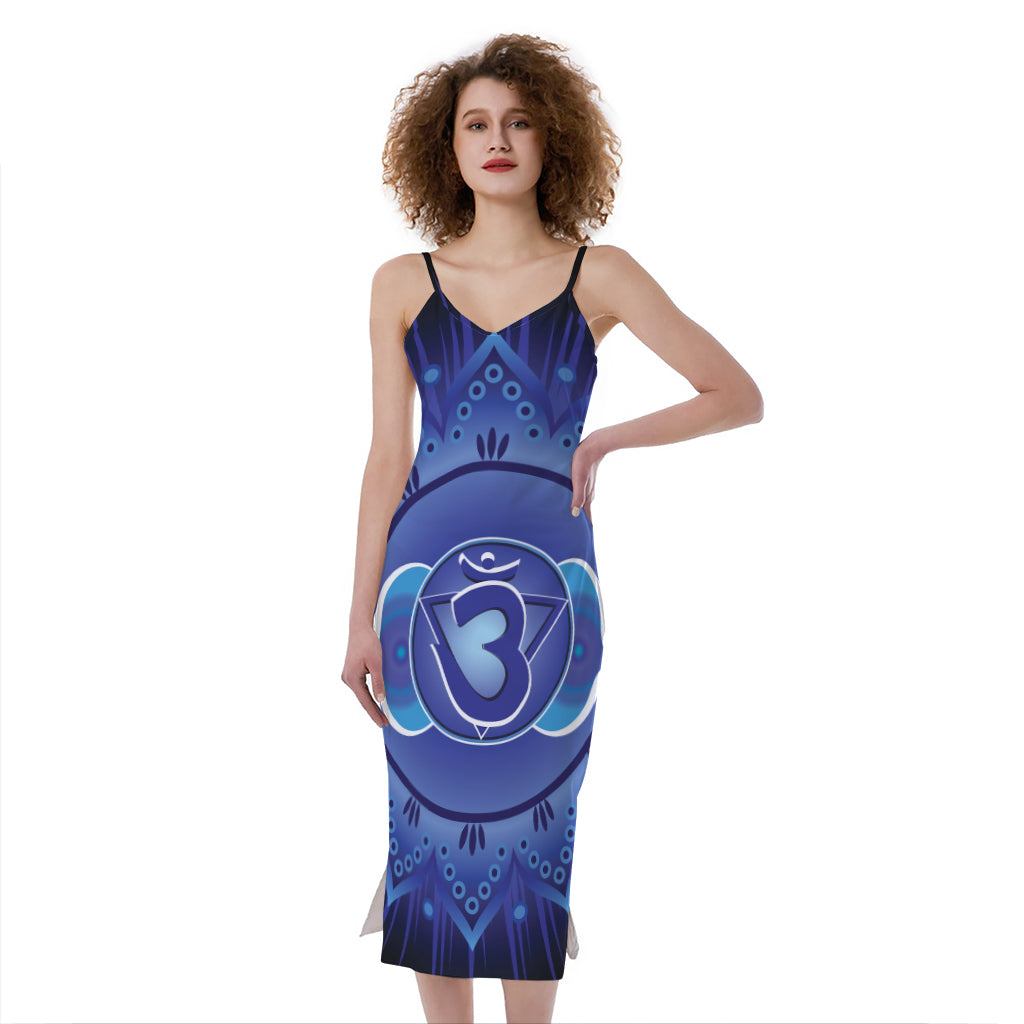 Ajna Chakra Mandala Print Slim Fit Midi Cami Dress