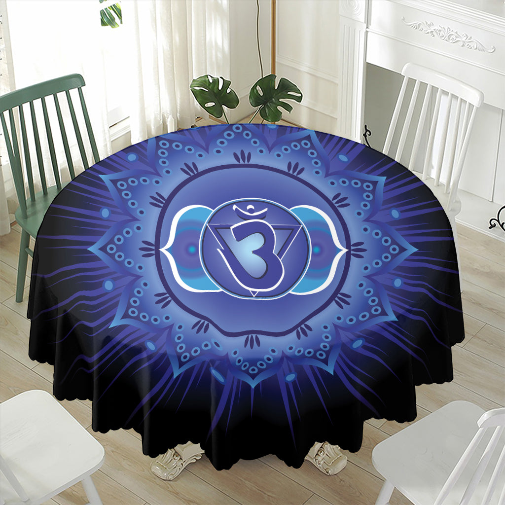 Ajna Chakra Mandala Print Waterproof Round Tablecloth