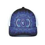 Ajna Chakra Mandala Print White Mesh Trucker Cap