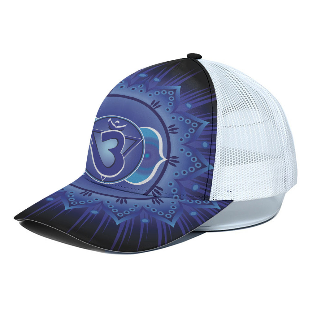 Ajna Chakra Mandala Print White Mesh Trucker Cap