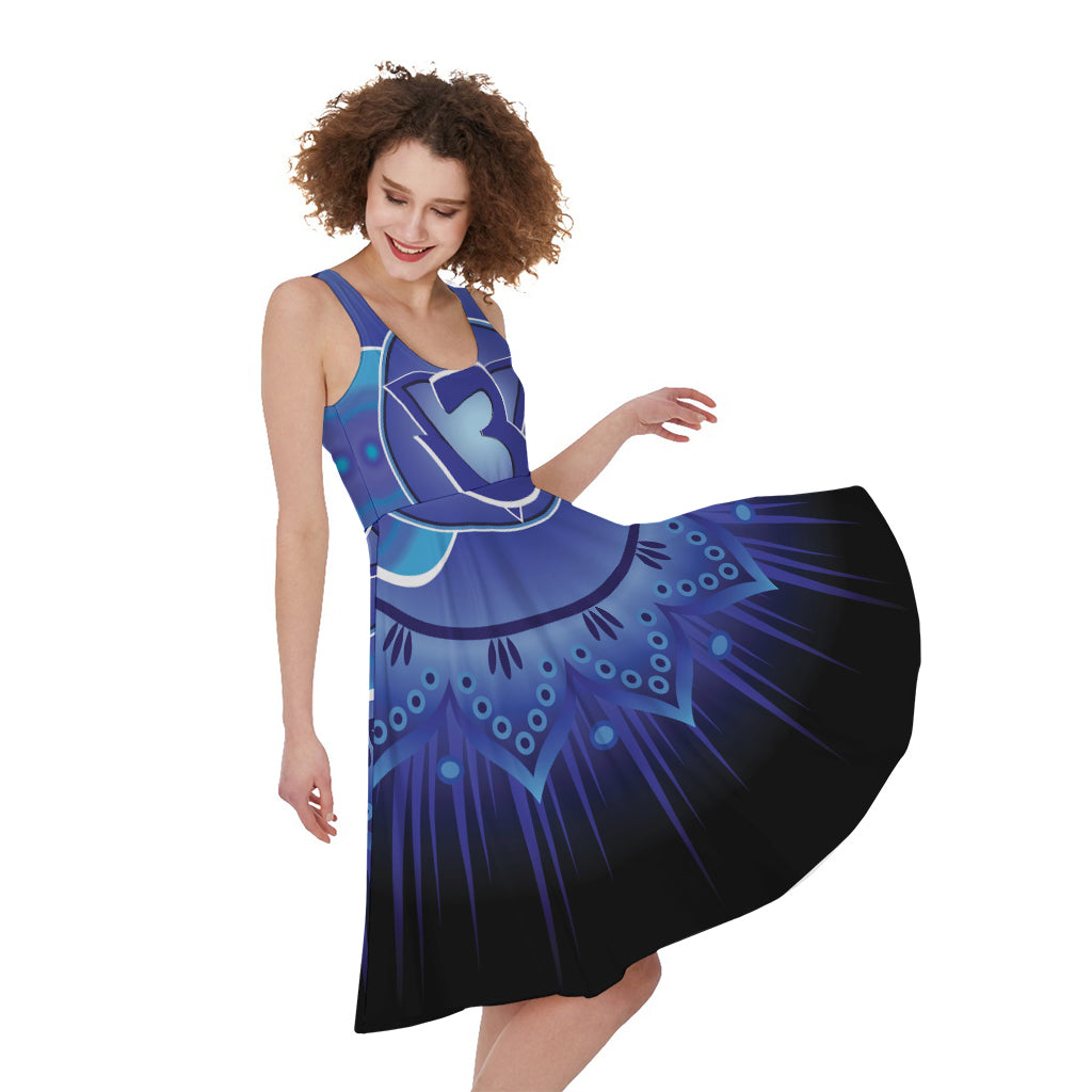 Ajna Chakra Mandala Print Women's Sleeveless Dress