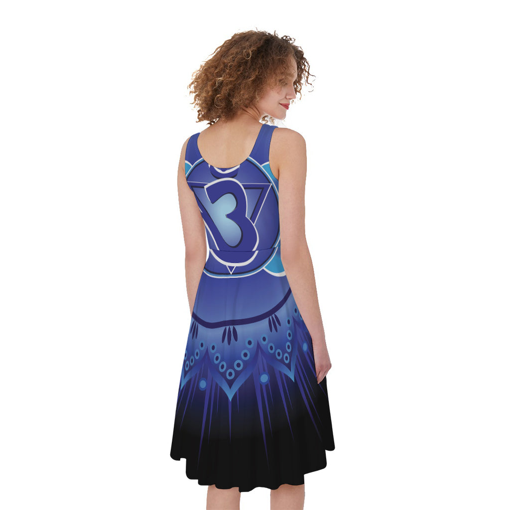 Ajna Chakra Mandala Print Women's Sleeveless Dress