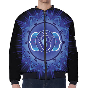 Ajna Chakra Mandala Print Zip Sleeve Bomber Jacket