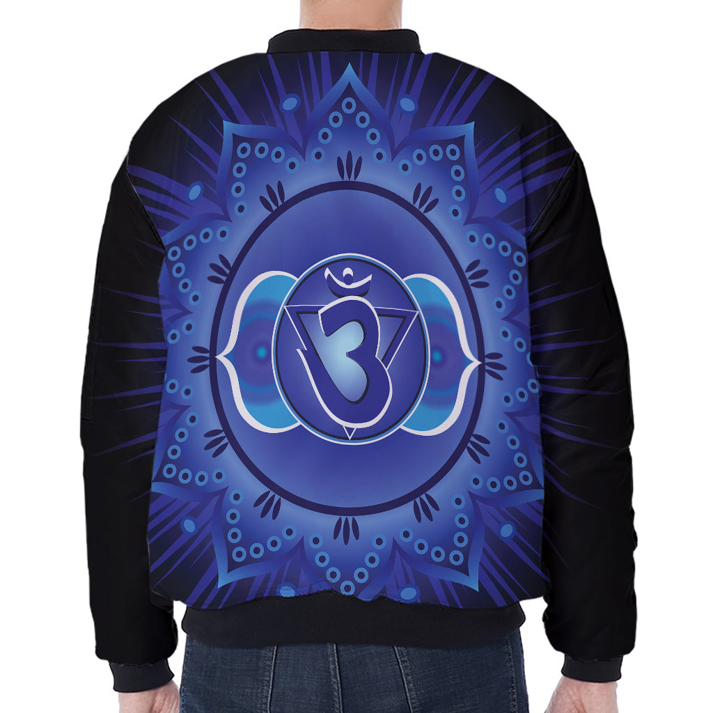 Ajna Chakra Mandala Print Zip Sleeve Bomber Jacket