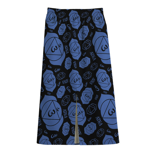 Ajna Chakra Pattern Print Cotton Front Slit Maxi Skirt