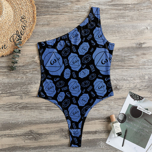 Ajna Chakra Pattern Print One Shoulder Bodysuit