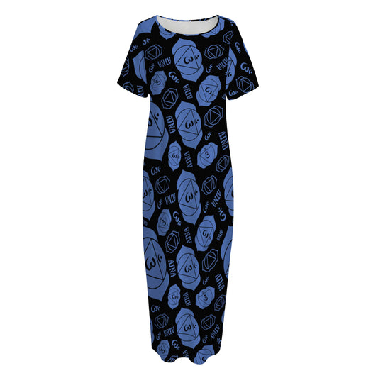 Ajna Chakra Pattern Print Short Sleeve Long Nightdress