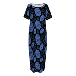 Ajna Chakra Pattern Print Short Sleeve Long Nightdress