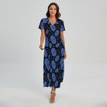 Ajna Chakra Pattern Print Short Sleeve Maxi Dress