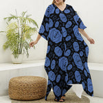 Ajna Chakra Pattern Print Silk V-Neck Kaftan Dress