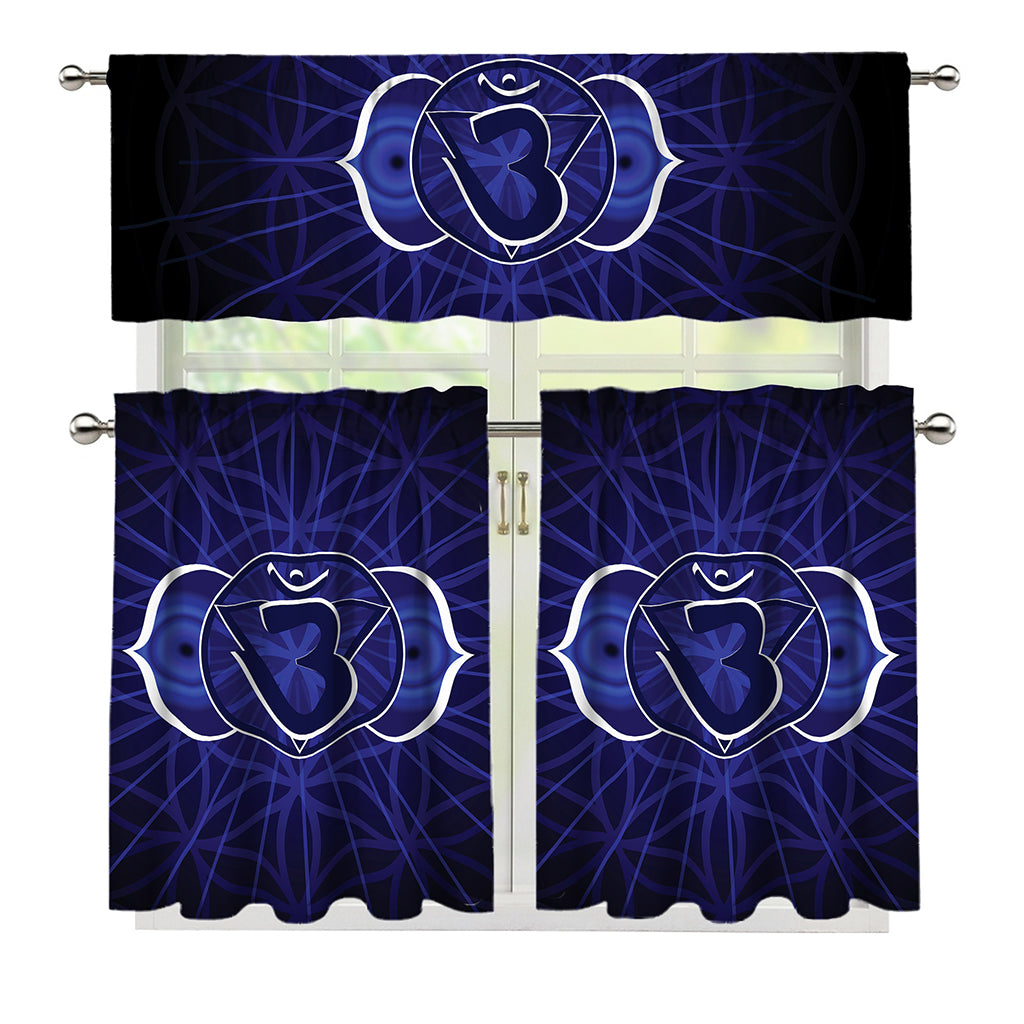 Ajna Chakra Spiritual Print 3 Piece Kitchen Curtains