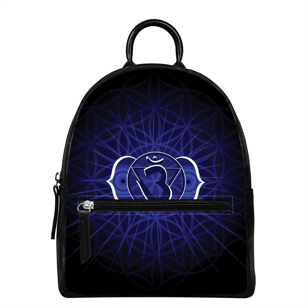 Ajna Chakra Spiritual Print Leather Backpack