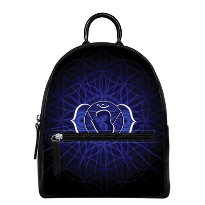 Ajna Chakra Spiritual Print Leather Backpack