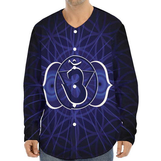 Ajna Chakra Spiritual Print Long Sleeve Baseball Jersey