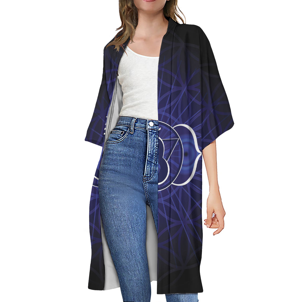 Ajna Chakra Spiritual Print Open Front Beach Cover Up