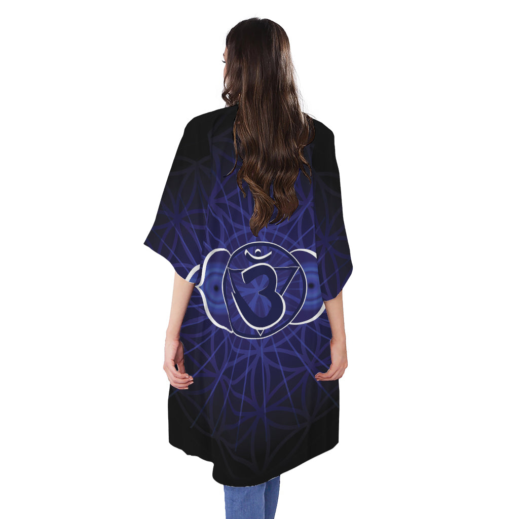 Ajna Chakra Spiritual Print Open Front Beach Cover Up