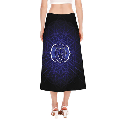 Ajna Chakra Spiritual Print Side Slit Midi Skirt