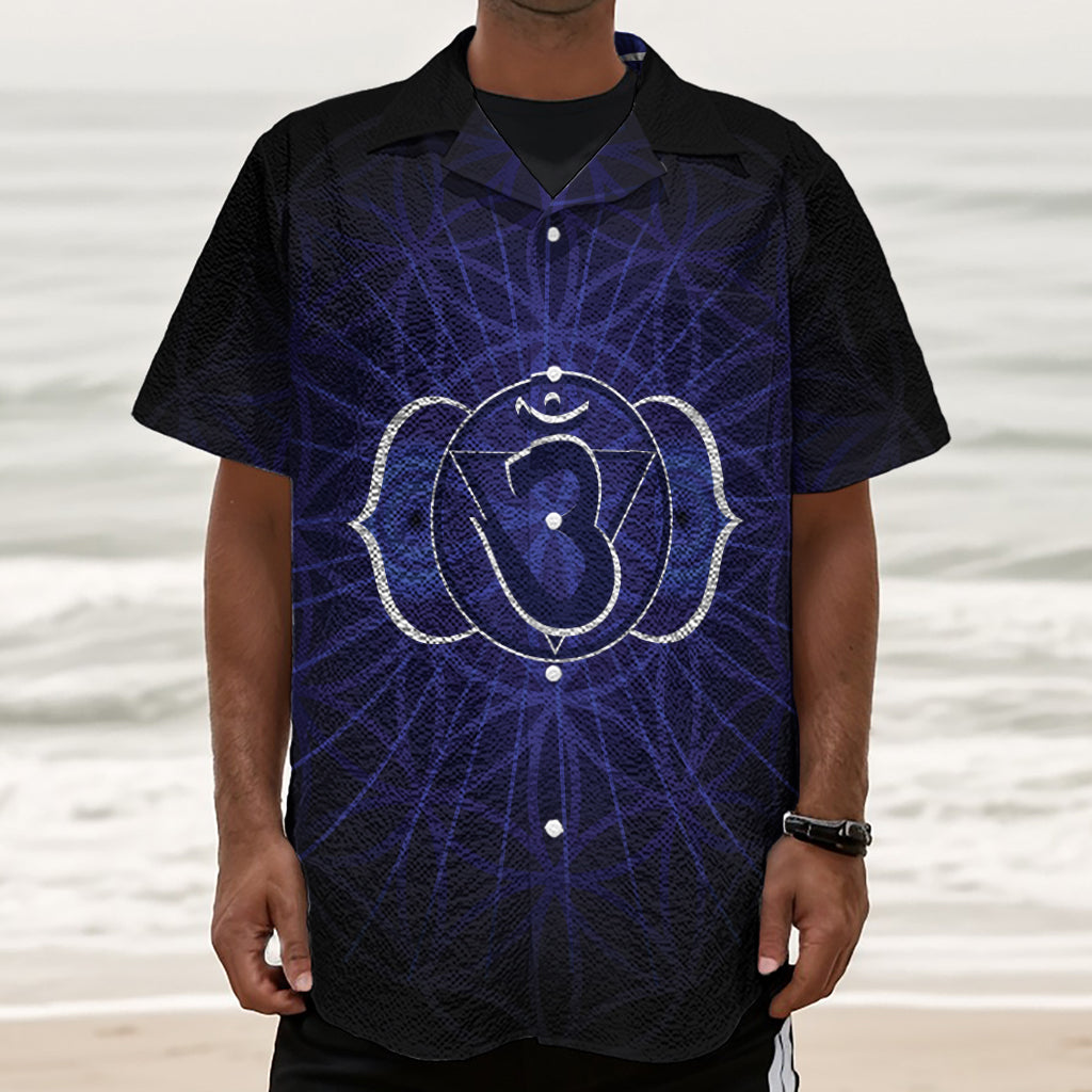 Ajna Chakra Spiritual Print Textured Short Sleeve Shirt