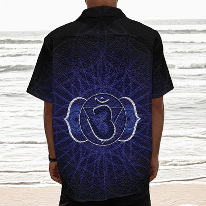 Ajna Chakra Spiritual Print Textured Short Sleeve Shirt