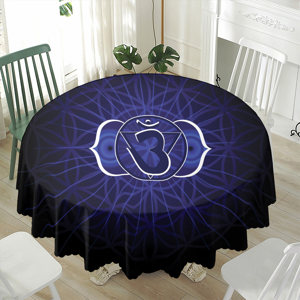 Ajna Chakra Spiritual Print Waterproof Round Tablecloth