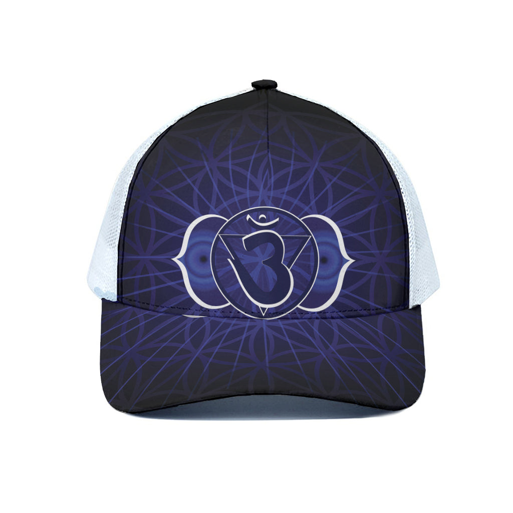 Ajna Chakra Spiritual Print White Mesh Trucker Cap