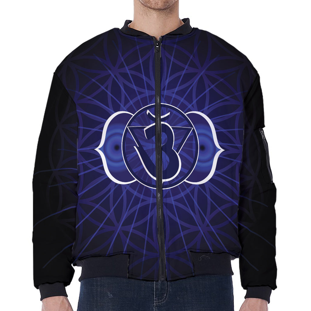 Ajna Chakra Spiritual Print Zip Sleeve Bomber Jacket